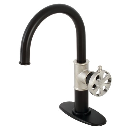 Kingston Brass KSD2236RX Single-Handle Bathroom Faucet with Push Pop-Up, Matte Black/Polished Nickel KSD2236RX